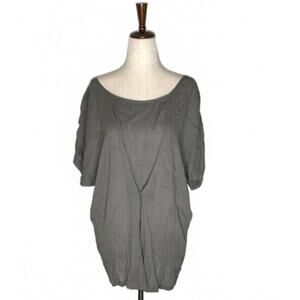 Staring At Stars Anthropologie Olive Green Gauzy Short Sleeve Blouse Top Boho L